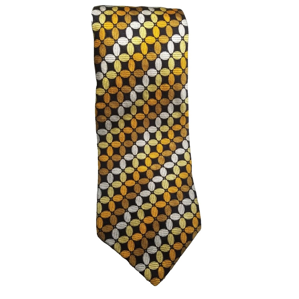 Arlequino Italia Geometric Striped Multi Color Pointed Silk Textured Tie‎